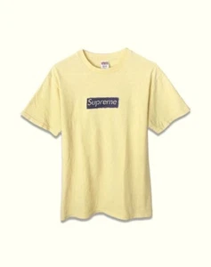 SUPREME 2003 Pen Box Logo Tee Molodkin BOX Logo T-shirt YELLOW M RARE AUTHENTIC - Picture 1 of 4