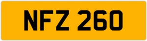 NFZ 260 N 3x3 DATELESS PRIVATE NUMBER PLATE NAT NAD NADIA NEL NEIL NIALL NINA NS - Picture 1 of 1
