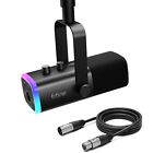 Fifine Rgb Dynamic Microphone Xlr/Usb For Podcast Recording Gaming Streaming-Am8