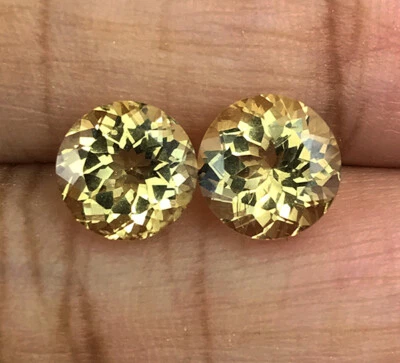 5.94cts 9mm Round Pair Ravishing Golden Yellow Color Natural Beryl Gemstone - Image 1 of 3
