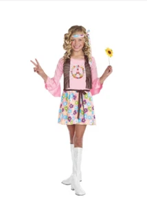 Groovy Hippie Peace Baby Child Girls Costume Large (10-12) - Picture 1 of 1