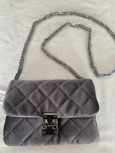 Neiman Marcus Small Shoulder Bag Pewter Velvet Quilted Evening Formal - Picture 1 of 7