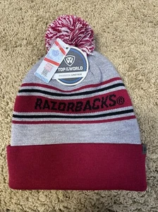 Top Of The World Gray Arkansas Razorback Beanie Hat - Picture 1 of 5