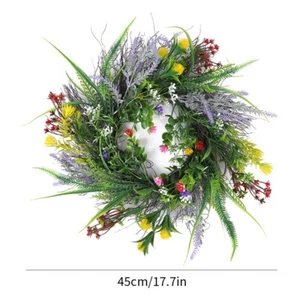 Spring & Summer Wreath Green Leaf Flower Wreath for Wall Front Door Party Decor - Picture 1 of 10