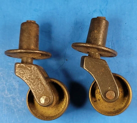Top Plate Casters Brass 13/16" Wheel Victorian Chair Front 1 1/4" High Cover