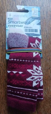 Smartwool Christmas socks unisex large L LG Lodge Snowflake crew Red merino wool - Image 1 of 3
