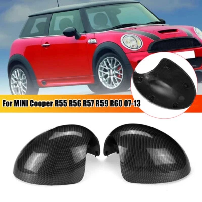 Tapa de cubierta de espejo retrovisor lateral de fibra de carbono para MINI Cooper R55 R56 R57 R59 R60 2007-2013 Foto 1 de 4
