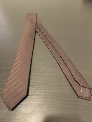 Corbata delgada Ermenegildo Zegna marrón a rayas diagonales (usada) Foto 1 de 2