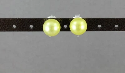 Yellow faux pearl Clip On earrings big bead pendant clips earrings lightweight - Image 1 of 4