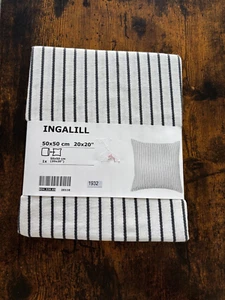 IKEA Ingalill 20" x 20" Pillow Cover, White Dark Gray Stripe NEW - Picture 1 of 2