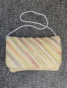 Vintage Straw Pastel Striped Handbag Made In Philippines 1980’s - Picture 1 of 10
