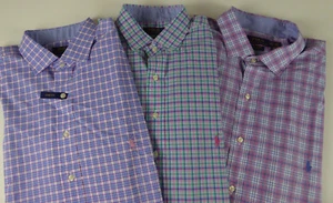 Camisa a cuadros elástica Polo Ralph Lauren LS 100 % algodón $89 - $98 nuevo con etiquetas cuello extendido - Imagen 1 de 17