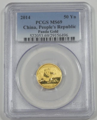 2014 China 50Yn Gold Panda PCGS MS69 1/10oz .999 Fine Gold - Image 1 of 4