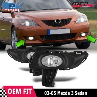 2003-2006 Fog Lights For Mazda 3 Clear Bumper Driving Wiring Kit Replacement - Изображение 1 из 4