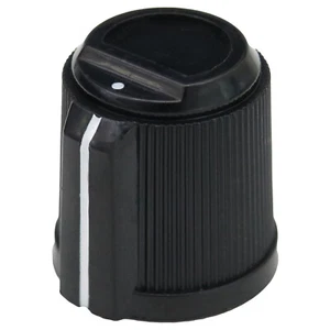 Black Retro Style Control Knob With Recessed Cap - 6.4mm Round Hole - Grub Screw - Picture 1 of 4