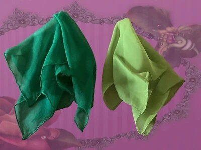 Vintage Hankies Scarves Greens 1930-1940 Hand Hemmed Lot 2 Cosplay Upcycle #DD - Image 1 of 4