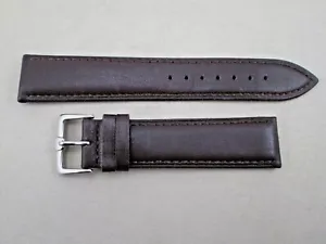 20mm lug size men's brown soft genuine leather watch band smooth slightly padded - Picture 1 of 5