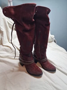 Freebird by Steven Boots Coal Wine US 7 Small UK 5 Western Suede Knee High - Picture 1 of 9