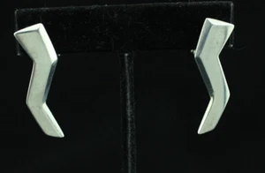 Tiffany Picasso Silver Zigzag Scribble Pierced Clip On Earrings - Picture 1 of 5