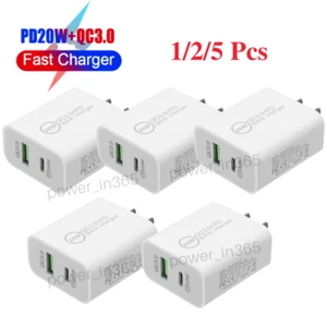 20W PD QC 3.0 Fast Charger Block USB C Power Adapter For iPhone Android Samsung - Picture 1 of 13