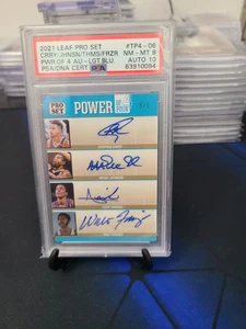 2021 LEAF PRO SET AUTO 10 STEPHEN CURRY MAGIC JOHNSON THOMAS FRAZIER 5/6 PSA 8 - Picture 1 of 2
