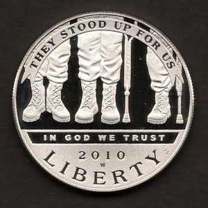 DISABLED VETERANS PROOF~2010-W~90% Silver Commemorative Dollar - Picture 1 of 2