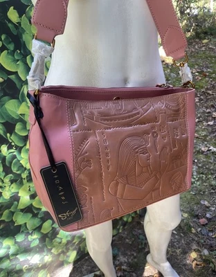 Sharif NWT Hieroglyphic Egypt Embossed Leather Purse Satchel w Horus Keychain - Image 1 of 4