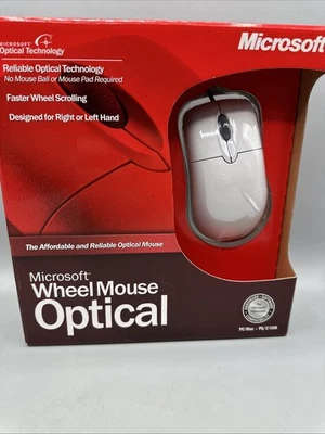 Microsoft Wheel Mouse Optical Vintage Mouse: PC/MAC USB PS2 (New - Open Box) - Image 1 of 3