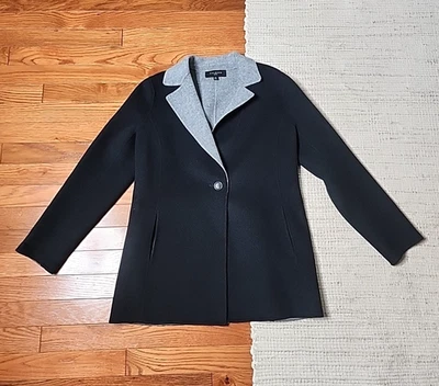 Talbots Wool Jacket 2P Black Gray Pockets Mid Length Classic Capsule Minimalist - Image 1 of 4