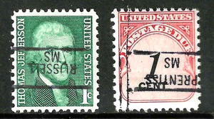 2 INVERTED MS MISS Precancels 1 Cent Due & Prominent Americans US 87B76 - Picture 1 of 3