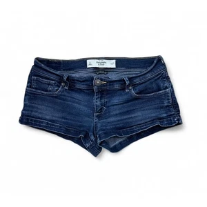 Y2K Abercrombie & Fitch Blue Mini Low Rise Stretch Denim Shorts Women's 4 W27 - Picture 1 of 7