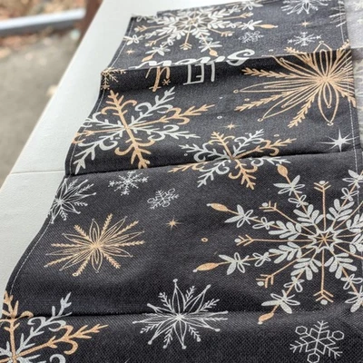 Christmas Table Runner Black And Gold," Let It Snow", 6ft x 13', New - Image 1 of 4