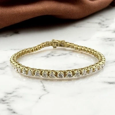 Vintage 14K Yellow Gold Diamond Tennis Bracelet 2.82ctw 6.75" 11.26g - Image 1 of 4