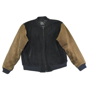 Q-Gar Suede Leather Bomber Jacket Two-tone Men's XL Vintage Flight Varsity - Picture 1 of 10