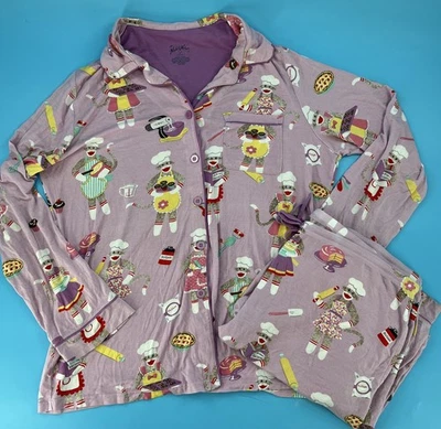 Nick & Nora Calcetín Mono Hornear Pijama Conjunto Púrpura XL Modal Postre Top Pantalones Foto 1 de 4