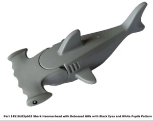 Lego City Light Bluish Gray Hammerhead Shark with Debossed Gills And Black Eyes - Picture 1 of 1