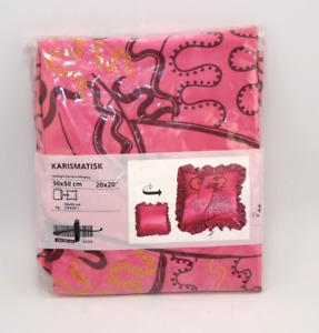 New IKEA KARISMATISK Cushion Cover Pink 20x20 " Printed Embroidered Zipper NEW