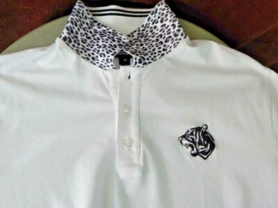 JUST CAVALLI Embellished Patch Logo Short Sleeve Pique Polo Shirt White XL NWT - Image 1 of 4