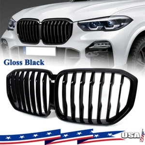 Gloss Black M-Sport Front Kidney Grille Grill For BMW X5 G05 2019-2021 2022 2023 - Picture 1 of 15