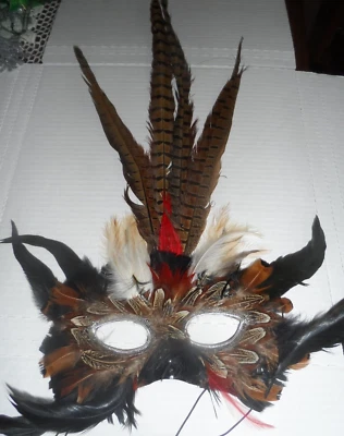 Feathered Multicolor Mask - MARDI GRAS MASQUERADE PARTY EYE MASK - HALLOWEEN - Image 1 of 4