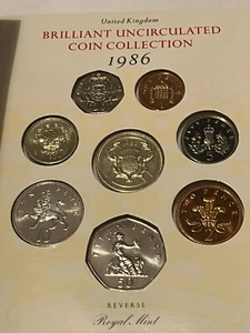1986 United Kingdom - Brilliant Uncirculated Coin Collection Set - Imagen 1 de 7