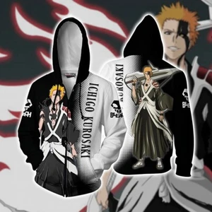 Bleach Ichigo Anime Kapuzen Sweatshirt Sweatjacke Hoodie Jacke Jacket Coat - Picture 1 of 2