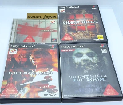 Lot 4 Sony PS1 PS2 Silent Hill 1 2 3 4 w/Case Manual 4Set Tested Japan - Image 1 of 4