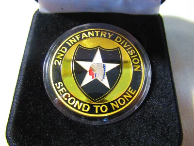 U S ARMY 2nd INFANTRY DIVISION "Second to None" Challenge Coin w/ Gift Box - Image 1 of 4