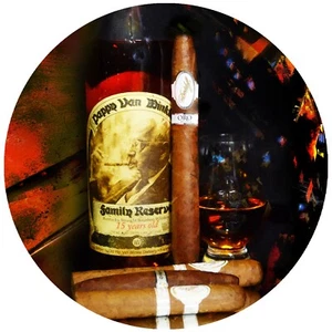 4 inch peel and stick decal Davidoff ORO BLANCO Cigar and 15 Year Pappy Bourbon - Picture 1 of 2