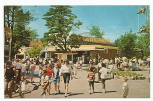Canobie Park Salem, New Hampshire Postcard Arcade Sign, Ferris Wheel, People - Picture 1 of 2