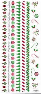 "22 pegatinas con marco de tarjeta álbum de recortes bordes de bastón de caramelo de acebo de Navidad" - Imagen 1 de 1