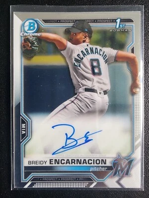 BREIDY ENCARNACION 2021 BOWMAN CHROME AUTOGRAPH 1ST ROOKIE #CPA-BE MIAMI MARLINS - Image 1 of 2