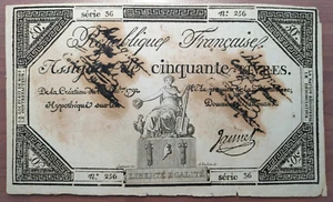 FRANCE FRANCIA 50 LIVRES 14/12/1792 P-A72 MBC+ - Bild 1 von 2