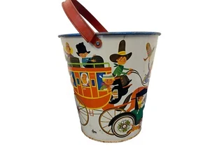 Vintage Early J.Chein Tin Lithograph Kids on a Train Bucket B1 -9 - Picture 1 of 7